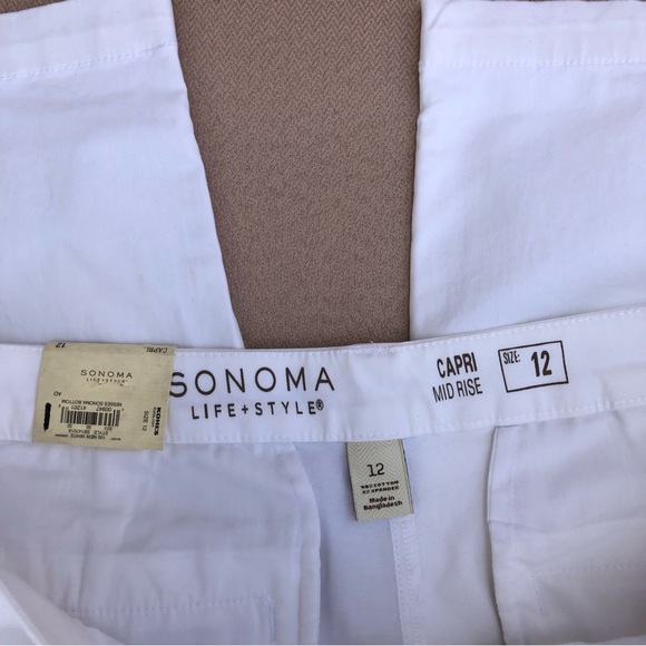 Sonoma Life + Style Cotton Blend Mid Rise Capri Stretch White Pants 12 - Picture 7 of 10